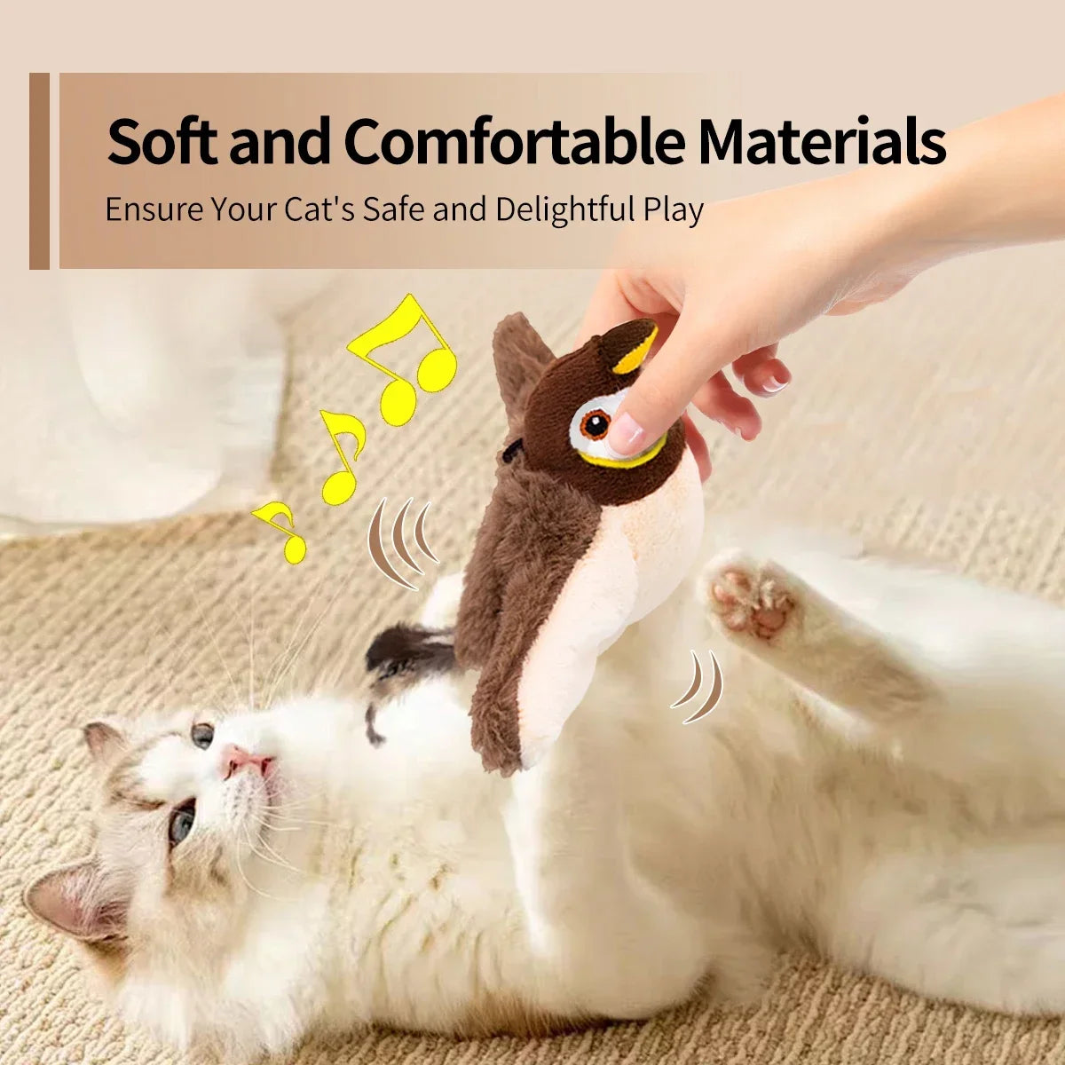 Flapping Bird Cat Toy Interactive Cat Toy Realistic Bird Sound Plush Cat Toy Catnip for Cats Kitten Toy Fun Indoor Kitten Toys
