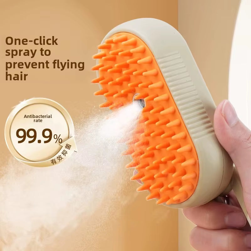 Cat Dog Pet Spray Massage Brush 3 in 1 One Button Steam Spray Folding Rotatable Floating Hair Bath Hair Removal Brush Comb